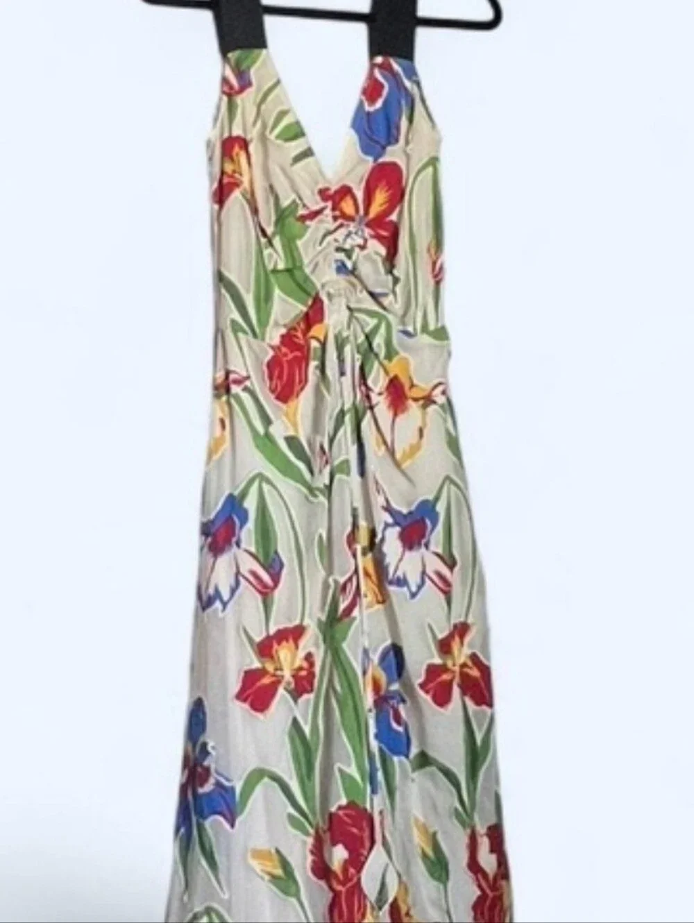 Tory Burch Floral Dress  in Cream with Red & Blue Flowers